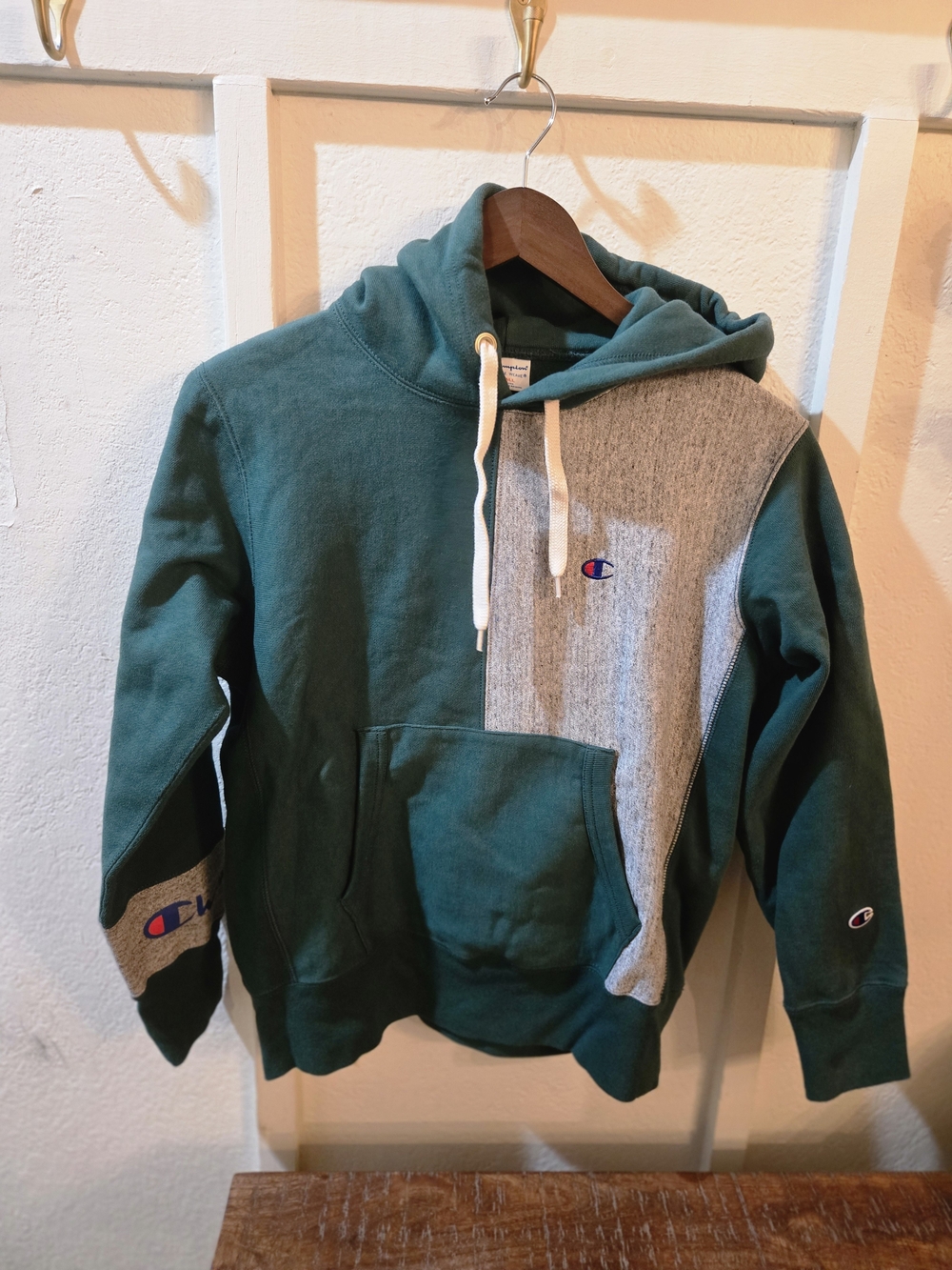 Champion Two-Tone Green & Gray Pullover Hoodie